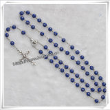 Blue Plastic Cross Bead Rosary (IO-cr231)