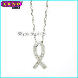 Wholesale Metal Custom Crystal Ribbon Charm Necklace