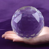 Transparent Crystal Glass Ball with Facets, Faceted Crystal Ball