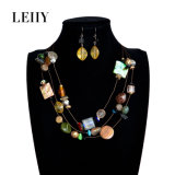 Leiiy Natural Stone Shell Resin Multilayer Thin Chain Women Necklace Set