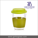 11oz High Quality Borosilicate Double Wall Glass Hot Tea Cup with Silicon Cover GB500200315