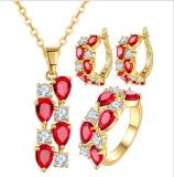 Wholesale China Fashion Jewelry CZ Crystal Jewelry for Woman Ring Earring & Necklace Brass Set Jewelry (543566274169)