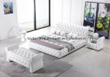 Luxury Modern Bedding Leather Double Bed with Crystal Button