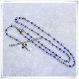 Silver Plated Nature Opal Beads Cross Necklaces Rosary Fashion Religious (IO-cr130)