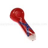 Cheap Price Fumed Glass Flag Spoon Pipe for Smoking (ES-HP-032)