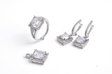 Fashion 925 Sterling Silver Jewelry Set with Squre Cut CZ