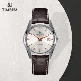 China Supplier Stainless Steel Leather Strap Automatic Watch for Men 72007