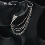 Silver Plated Crystal Link Chain Clip Earrings