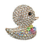 Silver Plated Full Rhinestone Lovely Duck Classical Brooch