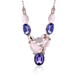Rose Gold Plating Cat's Eye Crystal Statement Necklace