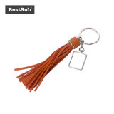 Sublimation Square Keychain W/ Long Fashion Trimming Tassels (Orange)