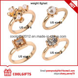 4PCS/Set 18k Gold Plated Wedding Rings with Pearl and Diamond Accessories