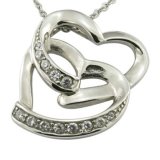 CZ Stone Dobule Heart Necklace