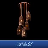 Rose Gold Metal Pierced Pendant Lamp for Hotel Dining Room