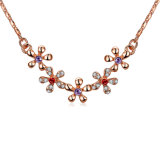 2017 New Design Five Flower Shape Crystal Pendant Necklace Baautiful Rose Gold Plated