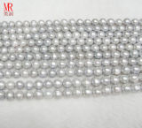 9-10mm Grey Color Round Freshwater Pearl Strand (ES185)