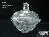 Crystal Machine-Made Glass Candy Jar with Flower Design (J-HG08)