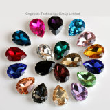 Fashion 10X14mm Waterdrop K9 Sew on Stones Clear Crystal Rhinestones with Gold Claw Setting