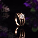 Austrian Crystals Rose Gold Color Anelli Flower Ring
