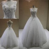 Spaghetti Straps Beading Crystal Ball Gown Bridal Wedding Dresses 2018