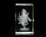 3D Ganesha-Natraj Crystal Cube for Hindu Souvenir Gift (R3017)