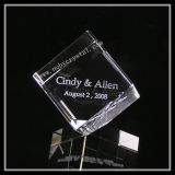 2 Inch Crystal Cube Engraved with Wedding Text (ND-1022)