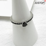 Fashion Stone Jewelry Silver-Tone Cubic Zircon Stone Black Diamond Rings