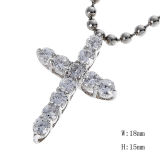 Cross Shape Inlay Stone Stainless Steel Jewelry Pendant Necklace