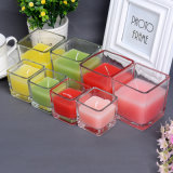 Colorful Scented Paraffin Wax Crystal Square Glass Holder Candle