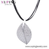 Necklace-00613 Latest Fashion Xuping Rhodium Cross Diamond Silver Jewelry Ceramic Necklace in Stainless Steel Jewelry