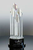 Zenith Award Trophy Clear and Black Optical Crystal to 1st Place Winner for Competitions (#5345)
