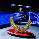 High Quality Clear Glass Crystal Shield Trophy Award Plaque with Base