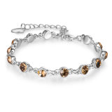 White Gp Brown Austrial Crystal Fashion Jewelry Alloy Gemstone Bangle Bracelet