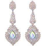 Factory Wholesale CZ Zircon Crystal Teardrop Bride Elegant Dangle Earrings
