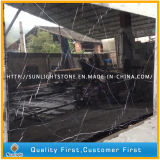 China Cheap Black Marble Stone, Polished Nero Marquina Black Marble