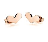 Rose Gold Heart Stud Earrings for Women Aretes De Mujer Earring Orecchini Donna Boucle D'oreille Brincos Earrings Fashion Jewelry