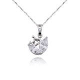 Young Girl Crown Shape Pendant Crystal Charm Jewelry