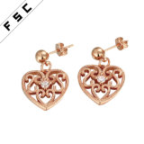 Hot Selling Rose Gold Plated Hollow out Heart Shape Earrings