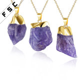 Fashion Crystal Irregular Shape Pendant Necklace with Gold Plated Chain