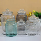 Stripes Big Size Glass Jar with Crystal Lids