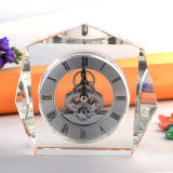 Crystal Table Souvenir Gifts Clock in Silver Movement