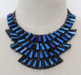 Lady Fashion Beaded Crystal Costume Collar Necklace Jewelry (JE0160-blue)