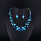 Sapphire Crystal Rhodium Plating Zinc Alloy Necklace Set