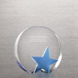 Round Blue Star Crystal Trophy (#70156)