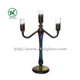 Glass Candle Holder with Three Posts by SGS (10*21.5*33.5)