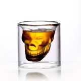 Popular Skull Shape Handmade Double Wall Glass Beer Cup DC1401