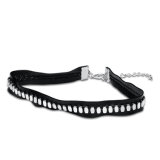 Fashion Alloy Silver Plated with Soft Leather Female Chain Choker