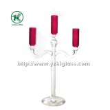 Red Glass Candle Holder for Home Decoration (10*19.5*34)