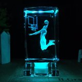 Beauty 3D Engraved Crystal Cube with LED Light Base