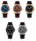 Fashion High Quality Sapphire Crystal Glass Leather Quartz Watch